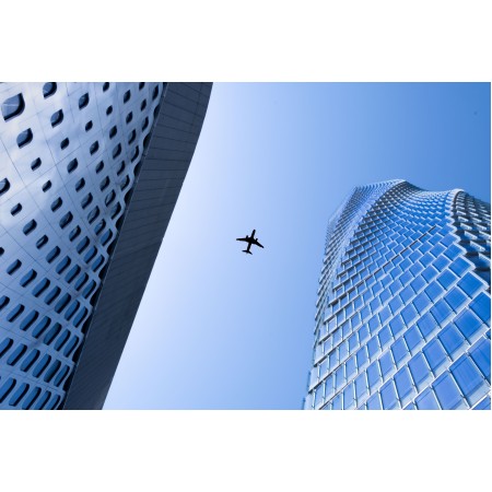 36x24in Poster Skyscraper Airplane City Building Travel Tourism