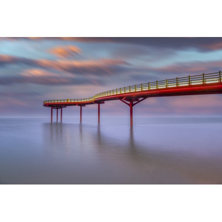 36x24in Poster Ocean Beach Bridge Sky Clouds Cumulus