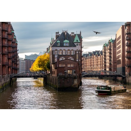 36x24in Poster Hamburg Speicherstadt Canal Architecture Building