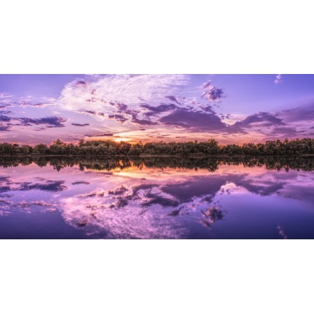 45x24in Poster Nature Panorama Lake Sunset Clouds Skies
