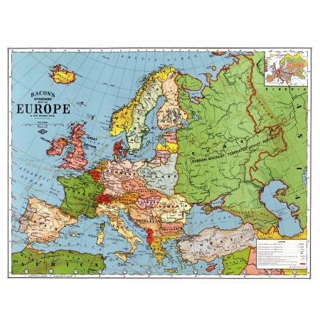 31x24in Poster Bacon's Standard Map of Europe in 1923