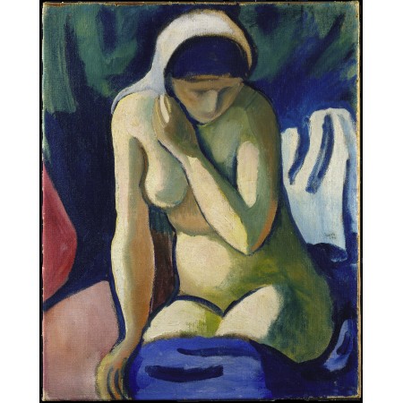 30"x24" Fine Art Print Poster Naked Girl with Headscarf August Macke