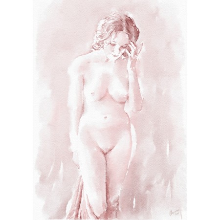 16"x24" Fine Art Print Poster Nude study watercolor