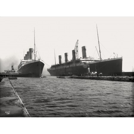 31x24in Photographic Print Poster March 6, 1912: Titanic (right) moved out the drydock to her sister Olympic