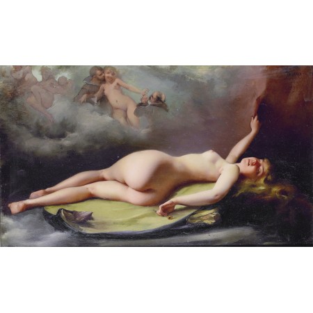 24"x14" Fine Art Print Poster Reclining nude, by Luis Ricardo Falero 1879