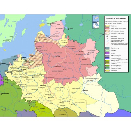 24x18in Poster Grand Duchy of Lithuania Map