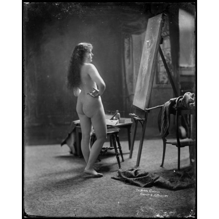 24x29 in Photographic Print Poster Naked woman looking at a painting Wadsworth Brock 1901
