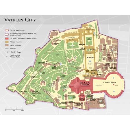 31x24in Poster Vatican City map English