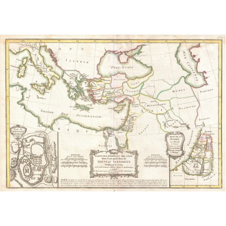 34x24in Poster 1771 Bonne Map of the New Testament Lands, w- Holy Land and Jerusalem - Geographicus