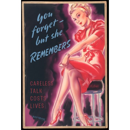 24x35in Poster Anti-rumor and careless talk You forget - but she remembers