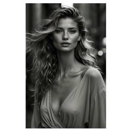 24x36in Poster Iconic black and white photography style, Super Fashion Model in the streets of New York