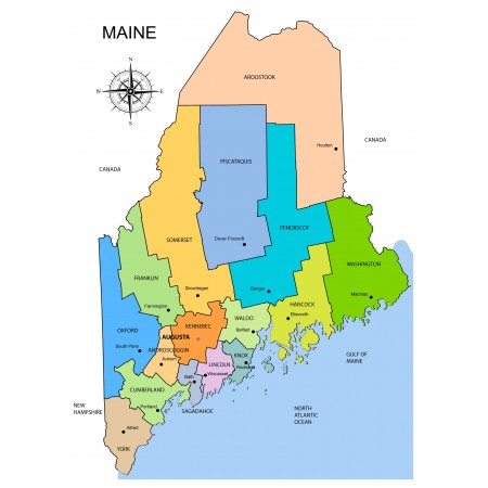 24x33in Poster Maine County Map