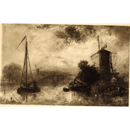 37x24in Poster Johann Barthold Jongkind - Dutch canal by moonlight, 1869