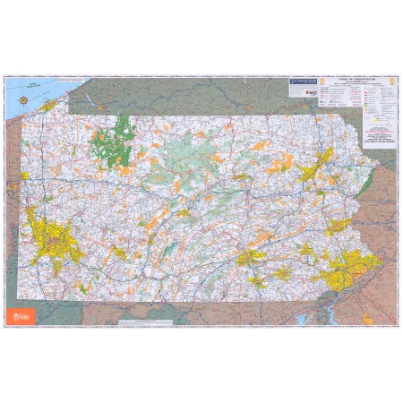 38x24in Poster Pennsylvania Road Transportation Tourism Map