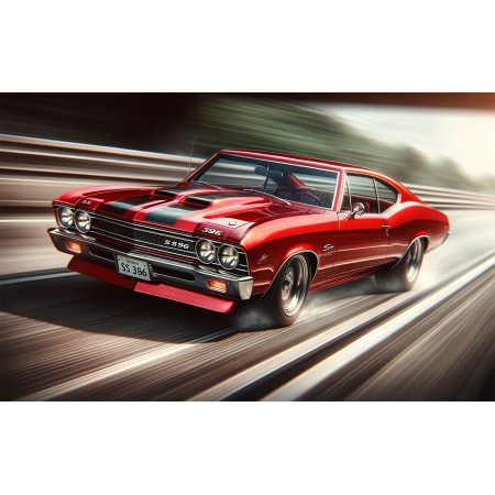 24x15in Poster Classic Super Sport Muscle car SS 396 on a highway