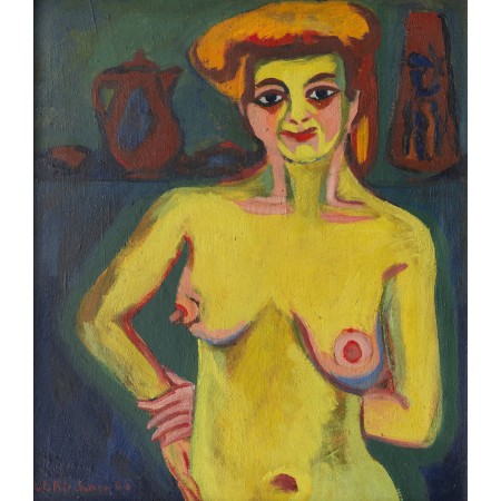 24x27in Poster Yellow green half nude 1910/1926 The blue girl in the sun Ernst Ludwig Kirchner