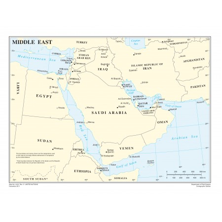 31x24in Poster Middle East Map United Nations 2011
