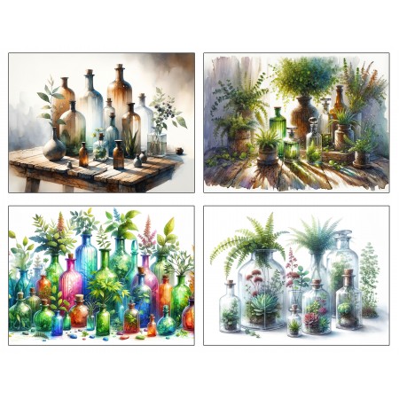 31x24in Poster Botanical Bliss Wall Collage Kit - Eclectic Glass Vase Collection for Home Decor