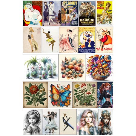 24x36in Poster Vintage Wall Collage Kit Aesthetic Poster Teen girls Bedroom Decorations