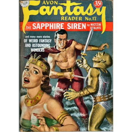 24x33in Poster Avon Fantasy Reader no 17 1951 fiction magazine cover The Sapphire Siren by Nictzin Dyalhis