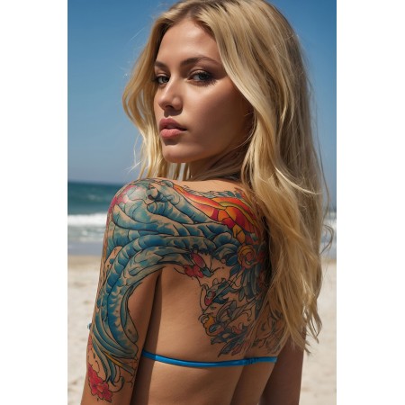 36x24in Poster Enigmatic Ink - A Tapestry of Tattoos, Stunning and provocative Blond