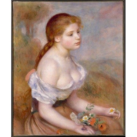 24x28in Poster  Pierre-Auguste Renoir A Young Girl with Daisies