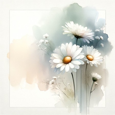 24x24in Poster Elegant delicate Daisies A Contemporary Masterpiece