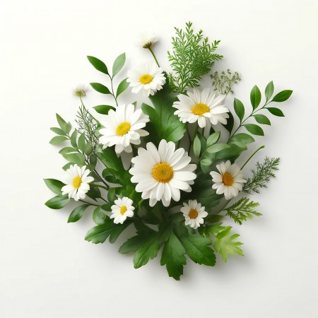 24x24in Poster Elegant Daisy Arrangement with Lush Greenery