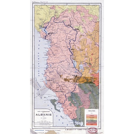 24x43in Poster Albania Large scale old ethnographic map 1918