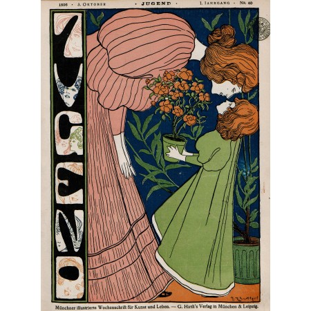 24x32in Poster Josef Rudolf Witzel Jugend Nr 40 1896. Art Nouveau