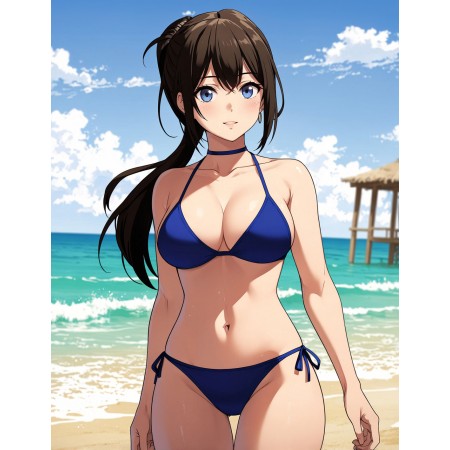 31"x24" Anime Poster A Stunning Chesty Asian Girl with Alluring Curves