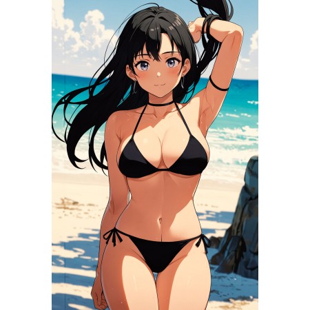 16"x24" Anime Poster Alluring Curves on full display on the sunny beach