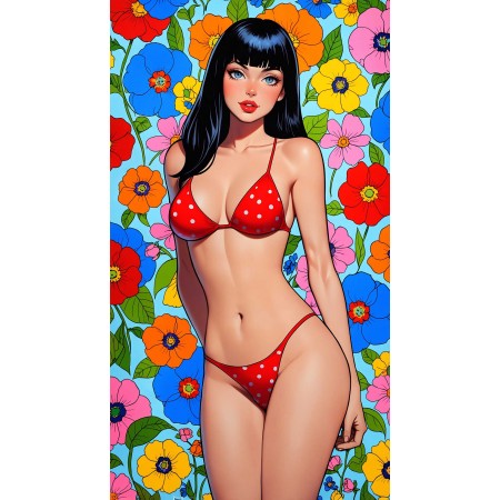 36"x20" Poster A stunning model in in a revealing Polka Dot G-String