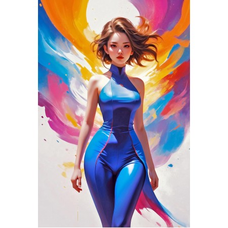 24x36in Poster Strength and beauty captured in a vibrant anime style