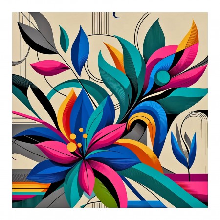 24x24in Poster Vibrant Abstract Floral Art enhance your home or office décor