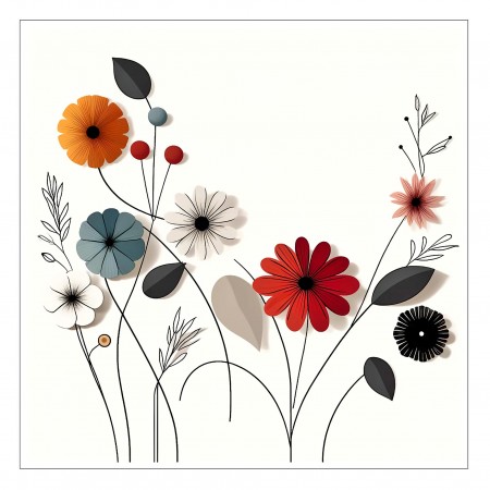 24x24in Poster A contemporary minimalist floral theme