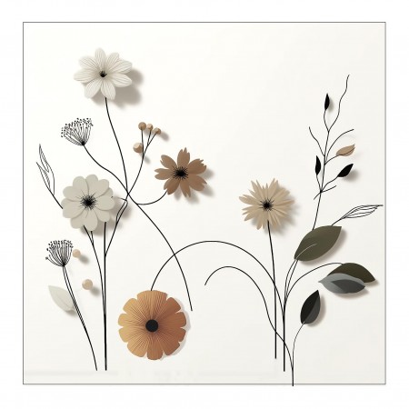 24x24in Poster A modern minimalistic floral motif