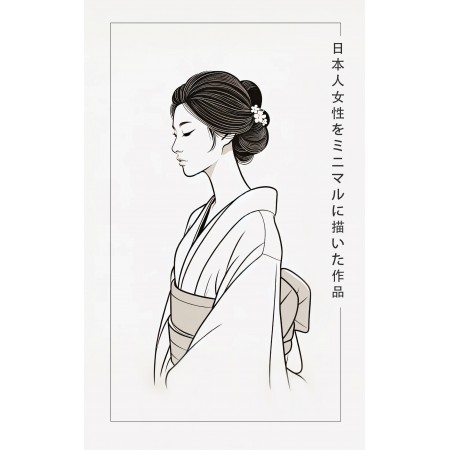 15x24in Poster A Minimalist Depiction of a Japanese Woman in a traditional kimono