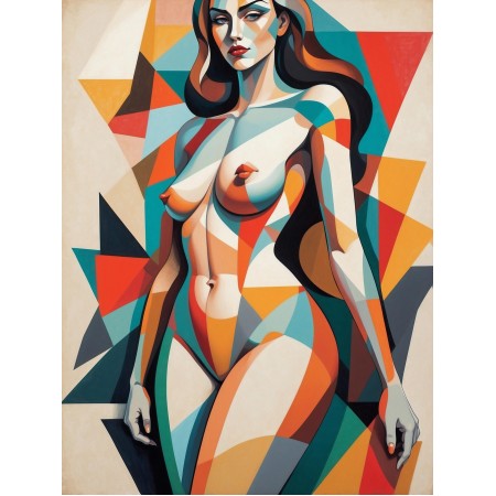 24x32in Poster Cubism inspired nude woman Avantgarde art