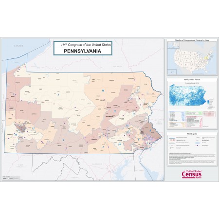 24x36in Poster Pennsylvania Congressional District Map 114th Congress [Laminated]