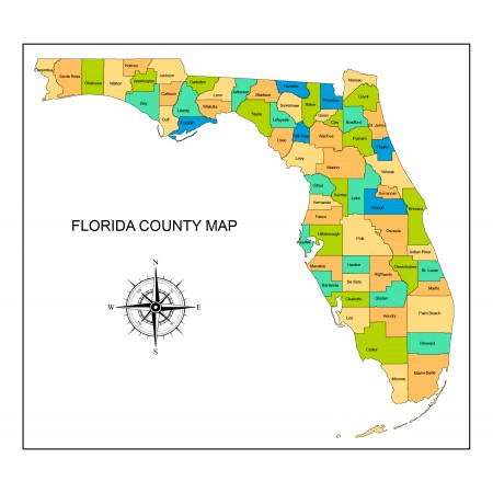 24x22in Poster Florida Counties with Labels