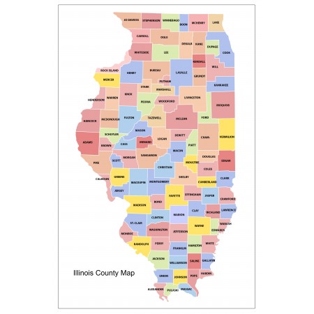 24x36in Poster Illinois Counties