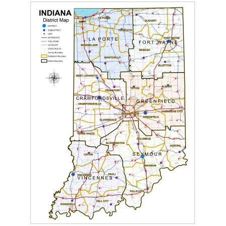 24x31in Poster Indiana District Road