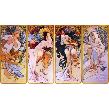 44x24in Poster Four Seasons by Alfons Mucha circa 1897