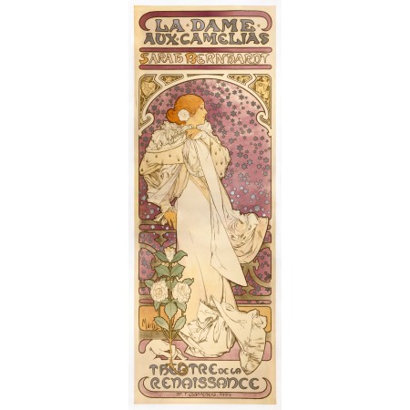 24x63in Poster Alfons Mucha The Lady of the Camellias performance of the theatrical version of La Dame aux Camélias