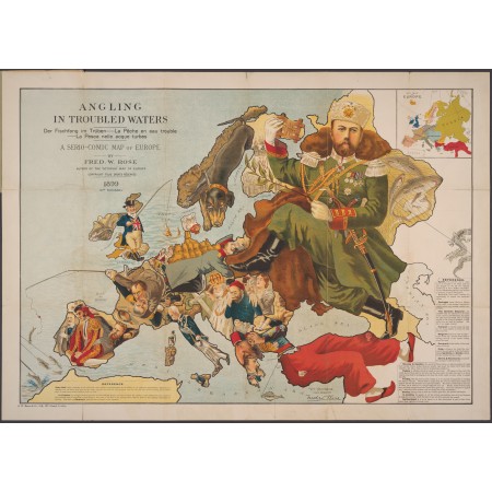 33x24in Poster Angling in Troubled Waters A Serio Comic Map of Europe