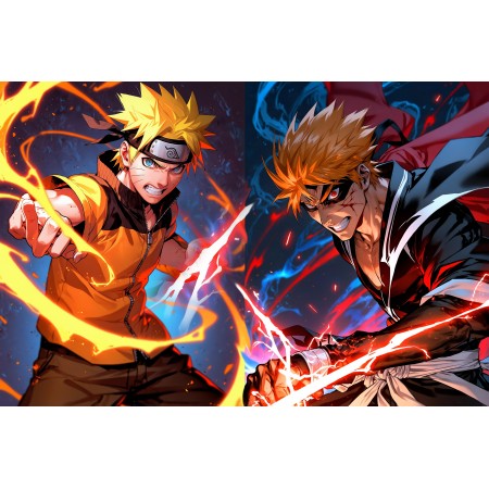 36x24in Poster Anime Naruto Uzumaki Ichigo Kurosaki Naruto Bleach Japanese