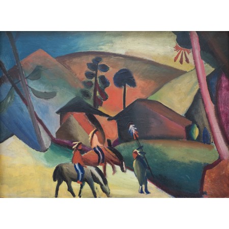 32x24in Poster August Macke - Indians on horsebacks 1911