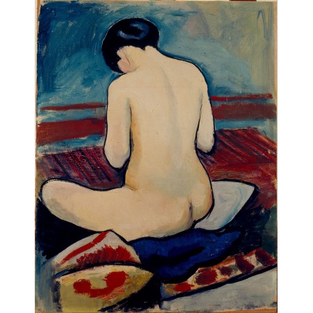 24x30in Poster August Macke - Sitting Nude with Pillow 1911