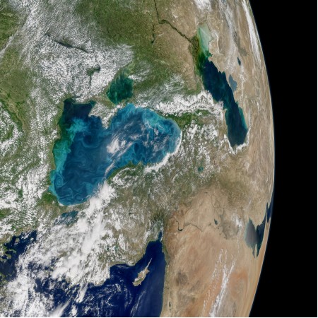 24"x24" Poster Turquoise Swirls in the Black Sea NASA’s Aqua satellite